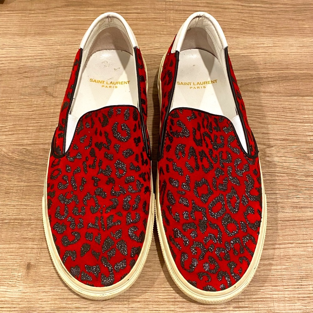 SAINT LAURENT Venice animal print sneaker slide